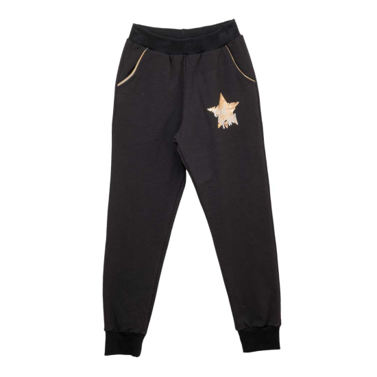 BABYLON BLACK GIRL PANTS WITH GOLD PRINT