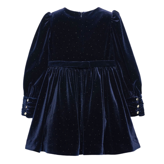 ABEL & LULA GIRL VELVET DRESS DARK BLUE