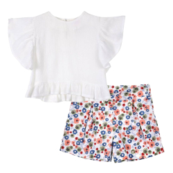 GIRL SET WITH WHITE T-SHIRT & FLORAL SHORTS