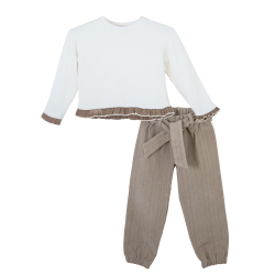 BABYLON WHITE BLOUSE & BEIGE PANTS