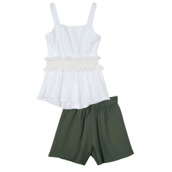 GIRL SET WHITE & KHAKI