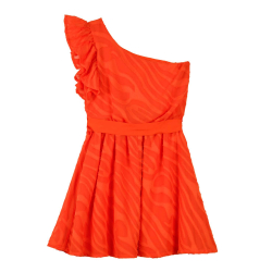 ORANGE DRESS WITH ONE SHOULDER