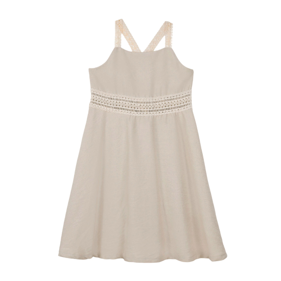 BEIGE GIRL DRESS WITH BRACES