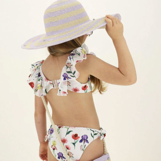 FLORAL BEACH WEAR BIKINI WITH A ROSE