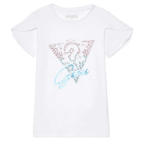 T-SHIRT GIRL WHITE RHINESTONE LOGO