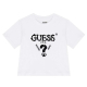 GUESS GIRL WHITE WITH BLACK LOGO BLOUSE