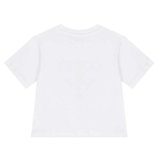 GUESS GIRL WHITE WITH BLACK LOGO BLOUSE