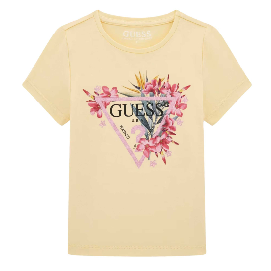 T-SHIRT GIRL YELLOW LOGO FLORAL