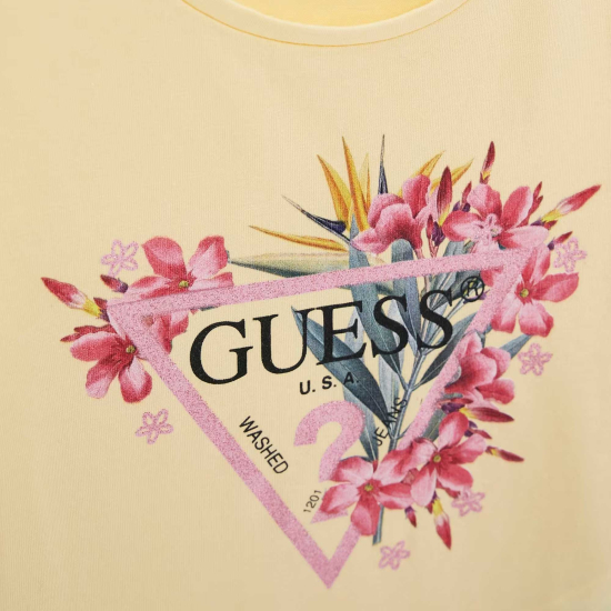 T-SHIRT GIRL YELLOW LOGO FLORAL