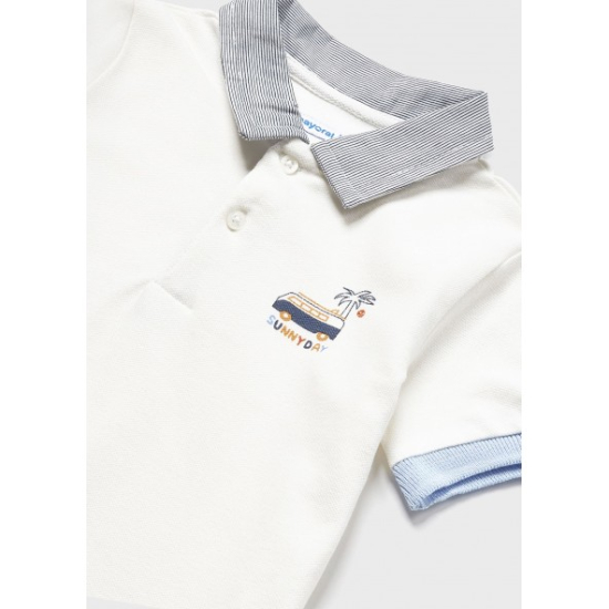 MAYORAL BABY BOY WHITE POLO T-SHIRT WITH PRINT