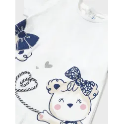 MAYORAL BABY GIRL WHITE T-SHIRT WITH BLUE DESIGNS