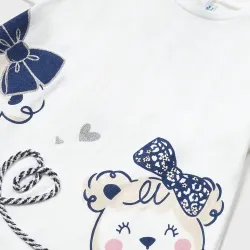 MAYORAL BABY GIRL WHITE T-SHIRT WITH BLUE DESIGNS