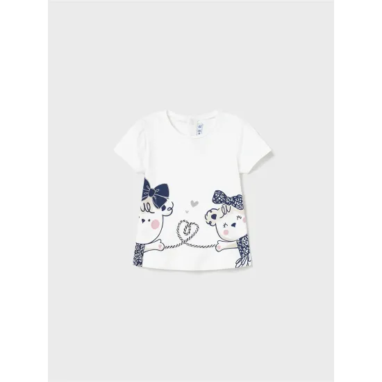 MAYORAL BABY GIRL WHITE T-SHIRT WITH BLUE DESIGNS