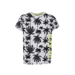 WHITE T-SHIRT WITH BLACK PALM TREES