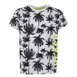 WHITE T-SHIRT WITH BLACK PALM TREES