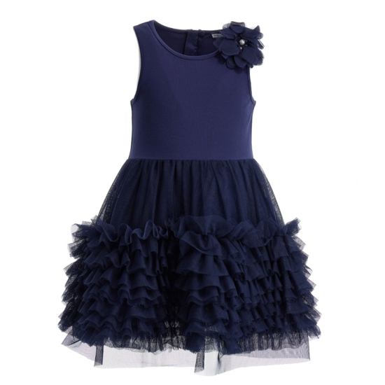 GIRLS NAVY BLUE TULLY DRESS