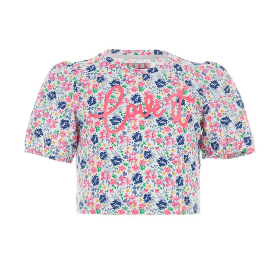 CROP TOP GIRL FLOWERS PUFF SLEEVE