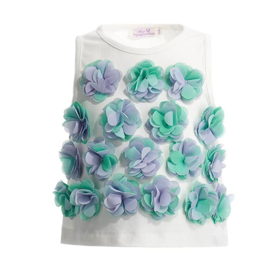 T-SHIRT WHITE WITH PURPLE CIEL FLOWERS