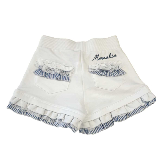 WHITE SHORTS WITH BLUE RUFFLES