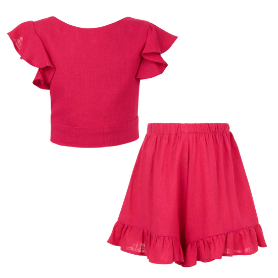 SET ROMANCE RUFFLE SHORTS & TOP PINK